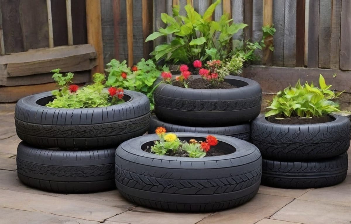 Create planters from old tires