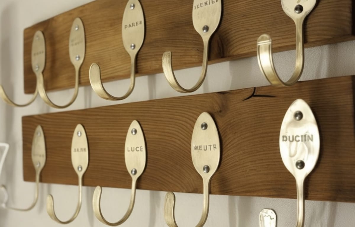 Repurpose old kitchen utensils into wall hooks