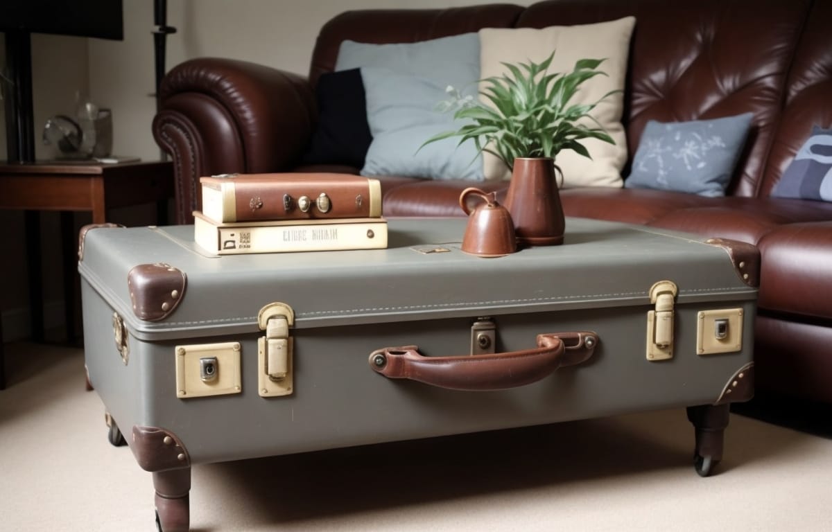 Transform a vintage suitcase into a coffee table